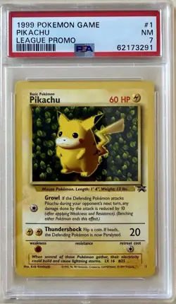 1999 Pokemon Game #1 Pikachu League Promo PSA 7 - Image 1