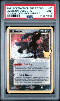 2021 POKEMON CELEBRATIONS CLASSIC COLLECTION #17 UMBREON-GOLD STAR PSA 9 - Image 1