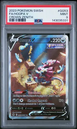 2023 POKEMON SWORD & SHIELD CROWN ZENITH #GG53 FULL ART/HOOPA V PSA 9 - Image 1