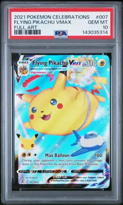2021 POKEMON CELEBRATIONS #007 FULL ART/FLYING PIKACHU VMAX PSA 10 - Image 1