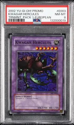 2002 YU-GI-OH! PROMO TP1-TOURNAMENT PACK 1 EUROPEAN #E003 KWAGAR HERCULES PSA 8 - Image 1