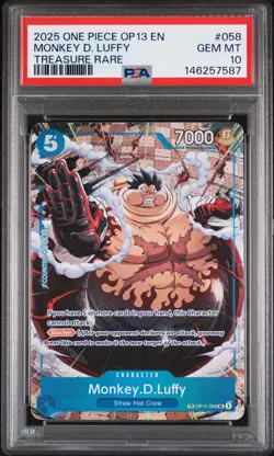 2025 ONE PIECE OP13-CARRYING ON HIS WILL TREASURE RARE MONKEY D. LUFFY PSA 10 - Image 1