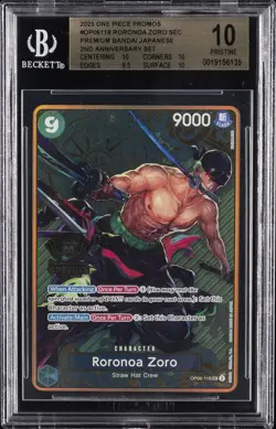 2025 ONE PIECE JAPANESE 2ND ANNIVERSARY SET OP06-118 RORONOA ZORO BGS 10 - Image 1