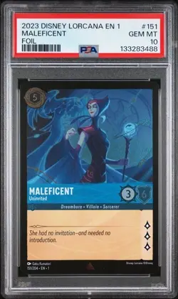 PSA 10 2023 DISNEY LORCANA EN 1-THE FIRST CHAPTER 151 MALEFICENT- UNINVITED FOIL - Image 1