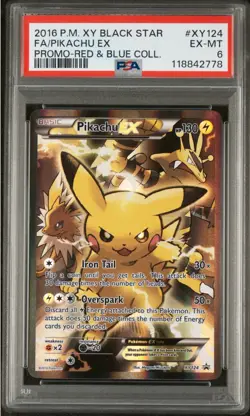 Pokemon TCG Pikachu EX XY124 Holo Promo Card PSA 6 - Image 1