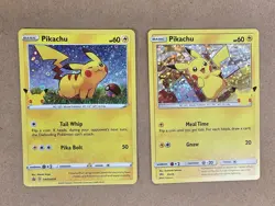 Pikachu 25/25 Holo 25th Ann McDonalds Pokemon Card + SWSH039 General Mills - Image 1