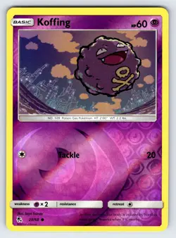 Koffing 28/68 2019 S&M Hidden Fates Pokemon Card Reverse Holo Common - Nm - Image 1