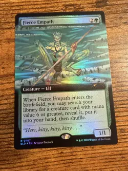 MTG Magic The Gathering SECRET LAIR Extended Art FOIL Fierce Empath - Image 1
