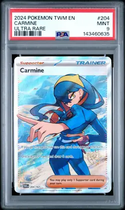 2024 POKEMON TWM EN-TWILIGHT MASQUERADE ULTRA RARE #204 CARMINE PSA 9 - Image 1