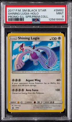 2017 POKEMON SM BLACK STAR PROMO #SM82 SHINING LUGIA-HOLO PSA 9 - Image 1