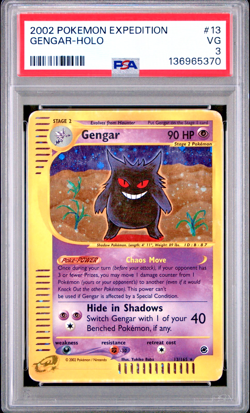 PSA 3 2002 Expedition Gengar Holo Foil 13/165 WOTC E-Reader Pokemon - Image 1