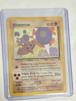 Pokemon Hitmontop 60 HP Holo Neo Discovery 3/75 English Basic Vintage Card - Image 1