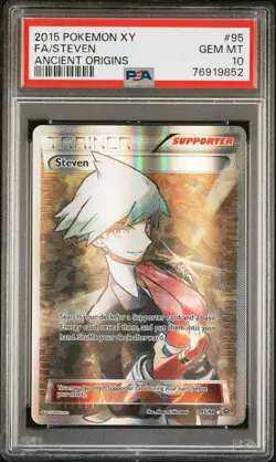 2015 POKEMON XY ANCIENT ORIGINS #95 FULL ART/STEVEN PSA 10 - Image 1