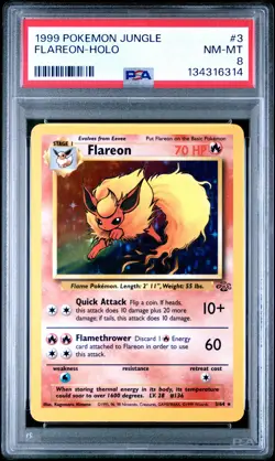 1999 POKEMON JUNGLE #3 FLAREON-HOLO PSA 8 - Image 1