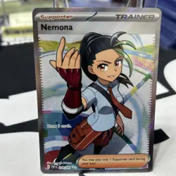 Pokemon TCG Nemona Trainer Paldean Fates Full Art Holo Ultra Rare Card 229/091 - Image 1