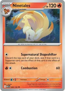 Ninetales - 020/132 - Uncommon - Reverse Holo NM, English Pokemon Mega Evolution - Image 1