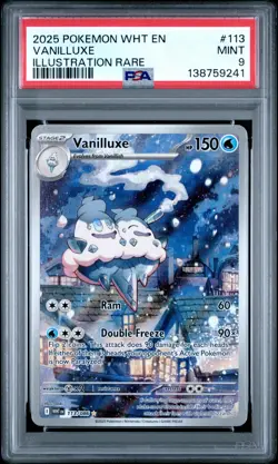 2025 POKEMON WHT EN-WHITE FLARE ILLUSTRATION RARE #113 VANILLUXE PSA 9 - Image 1
