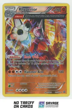 2015 Pokemon XY Primal Clash Holo Rhyperior #77/160 - Image 1