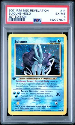 2001 POKEMON NEO REVELATION 1ST EDITION #14 SUICUNE-HOLO PSA 6 - Image 1