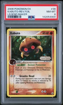2006 POKEMON EX LEGEND MAKER #36 KABUTO-REVERSE FOIL PSA 8 - Image 1