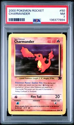2000 POKEMON ROCKET #50 CHARMANDER PSA 7 - Image 1