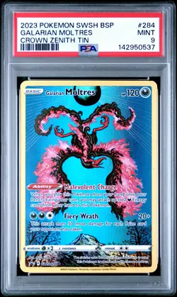 2023 POKEMON SWSH BLACK STAR PROMO CROWN ZENITH TIN #284 GALARIAN MOLTRES PSA 9 - Image 1