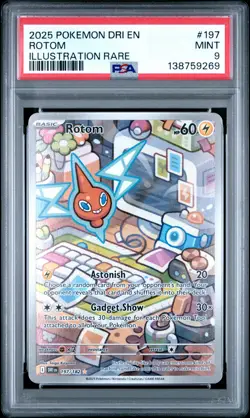 2025 POKEMON DRI EN-DESTINED RIVALS ILLUSTRATION RARE #197 ROTOM PSA 9 - Image 1