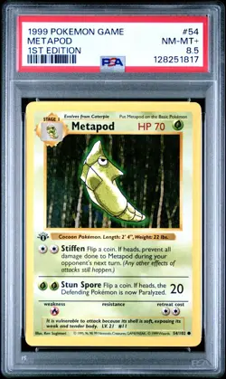 PSA 8.5 NM+ 1999 POKEMON GAME 54 METAPOD 1ST EDITION ENGLISH - Image 1