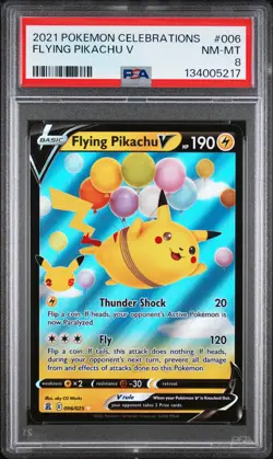 2021 POKEMON CELEBRATIONS #006 FLYING PIKACHU V PSA 8 - Image 1