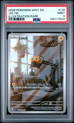 2025 POKEMON WHT EN-WHITE FLARE ILLUSTRATION RARE #116 JOLTIK PSA 9 - Image 1