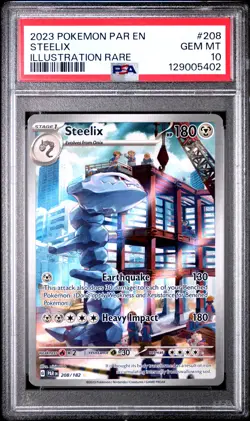 2023 POKEMON PAR EN-PARADOX RIFT ILLUSTRATION RARE #208 STEELIX PSA 10 - Image 1