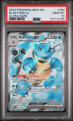 2023 POKEMON MEW EN-151 ULTRA RARE #184 BLASTOISE EX PSA 10 - Image 1