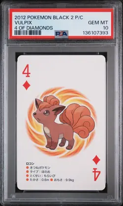 2012 POKEMON BLACK 2 PLAYING CARDS 4 OF DIAMONDS VULPIX PSA 10 - Image 1