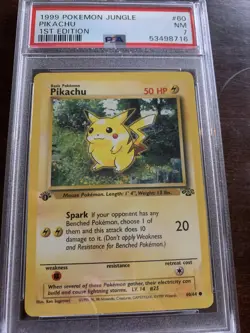 1999 pokemon jungle 1st edition pikachu near mint psa 7 60/64 - Image 1