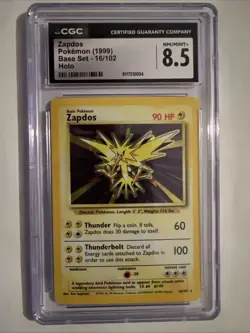 Pokemon 1999 Zapdos Base Set 16/102 CGC 8.5 - Image 1