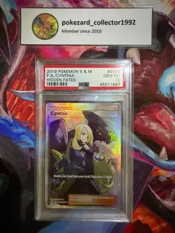 2019 Pokemon Hidden Fates CYNTHIA Full Art Trainer SV82/SV94 PSA 10 GEM MINT - Image 1