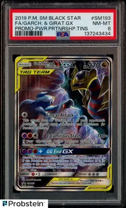2019 Pokemon SM Black Star Promo #SM193 FA/ Garchomp & Giratina EX PSA 8 - Image 1