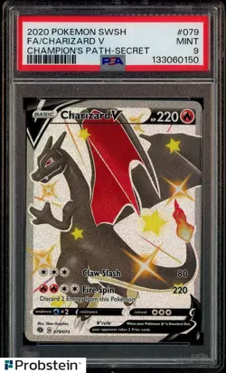2020 Pokemon SWSH Champion's Path Secret #079 FA Charizard PSA 9 MINT - Image 1
