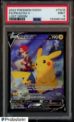 2022 Pokemon SWSH Lost Origin #TG16 FA/ Pikachu V PSA 9 MINT - Image 1