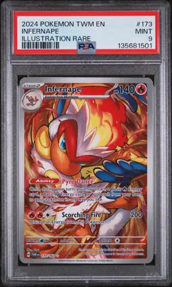 2024 POKEMON TWM EN-TWILIGHT MASQUERADE ILLUSTRATION RARE #173 INFERNAPE PSA 9 - Image 1