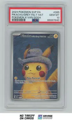 2023 Pokemon X Van Gogh Black Star Promo Pikachu With Grey Felt Hat PSA 10 #085 - Image 1