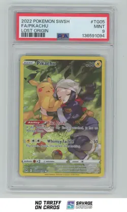 2022 Pokemon SWSH Lost Origin Full Art Pikachu PSA 9 #TG05/TG30 - Image 1