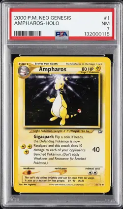 2000 POKEMON NEO GENESIS #1 AMPHAROS-HOLO PSA 7 - Image 1