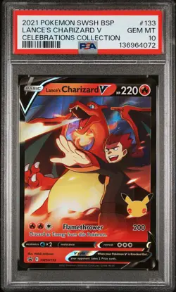 2021 POKEMON SWSH PROMO CELEBRATIONS COLLECTION LANCE'S CHARIZARD V PSA 10 - Image 1