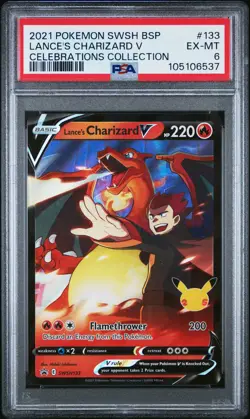 2021 POKEMON SWSH PROMO CELEBRATIONS COLLECTION LANCE'S CHARIZARD V PSA 6 - Image 1