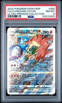 2022 POKEMON SWSH BLACK STAR PROMO #262 FULL ART/CHARIZARD VSTAR PSA 8 - Image 1