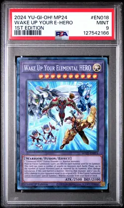 2024 YU-GI-OH! MP24-25TH ANNIV 1ST EDT #EN018 WAKE UP YOUR ELEMENTAL HERO PSA 9 - Image 1