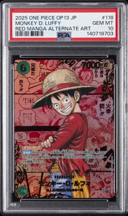 2025 ONE PIECE JPN CARRYING ON HIS WILL RED MANGA ALT ART MONKEY D. LUFFY PSA 10 - Image 1