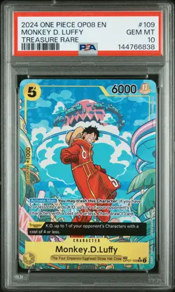 2024 ONE PIECE OP08-TWO LEGENDS TREASURE RARE #109 MONKEY D. LUFFY PSA 10 - Image 1