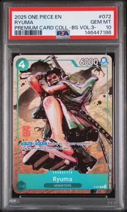 2025 ONE PIECE PREMIUM COLLECTION BEST SELECTION VOL.3 #072 RYUMA PSA 10 - Image 1